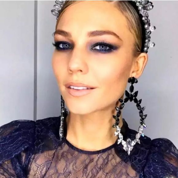 Earrings Large Ombre Bling Rhinestone Magic Mirror - Picture 2 of 5